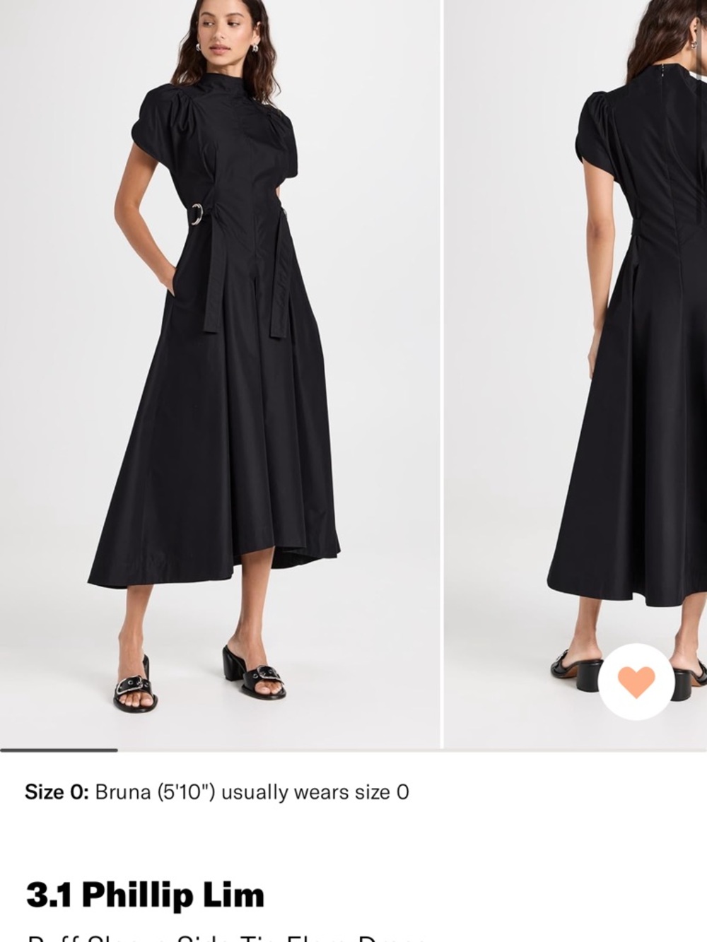 3.1 Phillip Lim Black A-Line Midi Dress with D-Ring Waist Straps - Picture 2 of 4